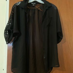 Sheet black lace top